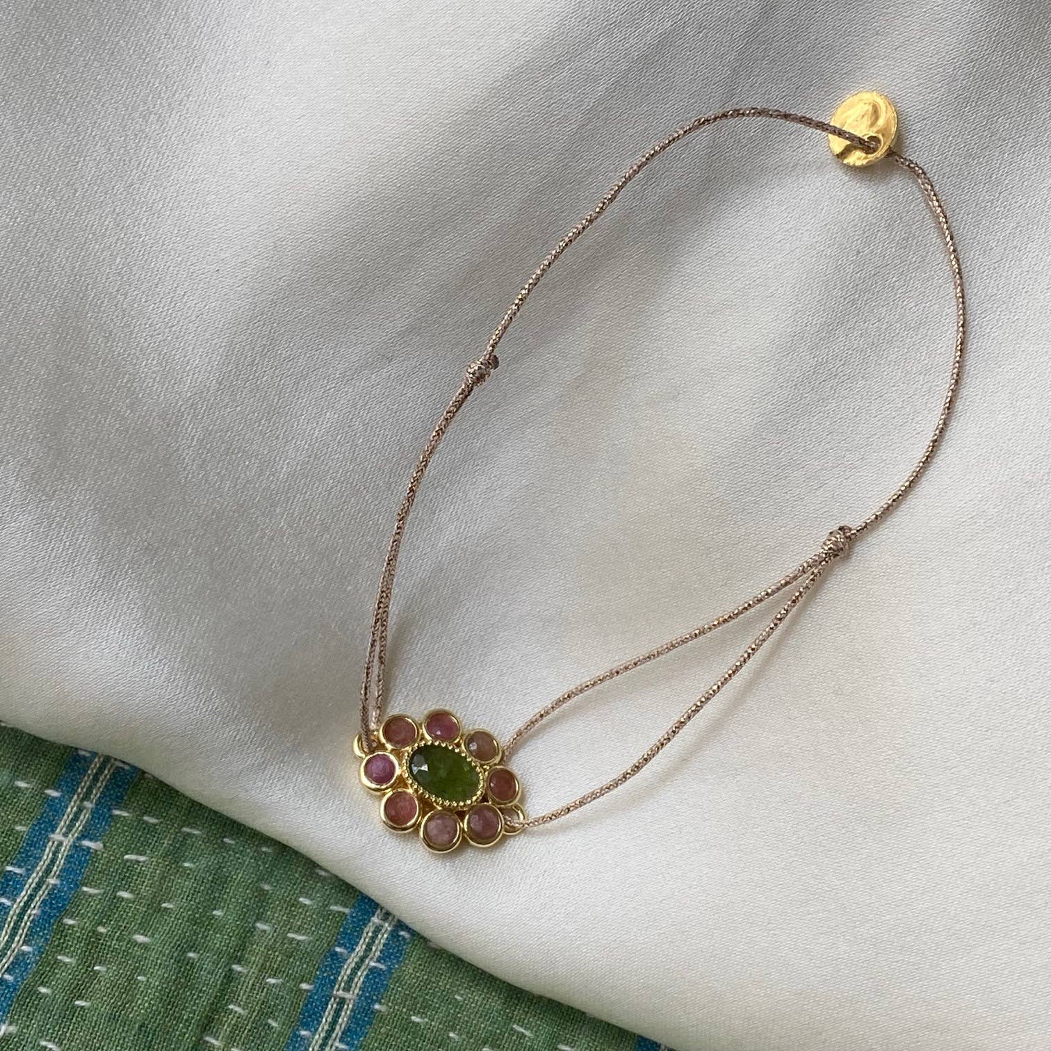 Sophie Deschamps Bijoux - Wholesale Charm/Dangle Bracelet - Multico tourmaline flower bracelet set - Volupté (BLU78)4