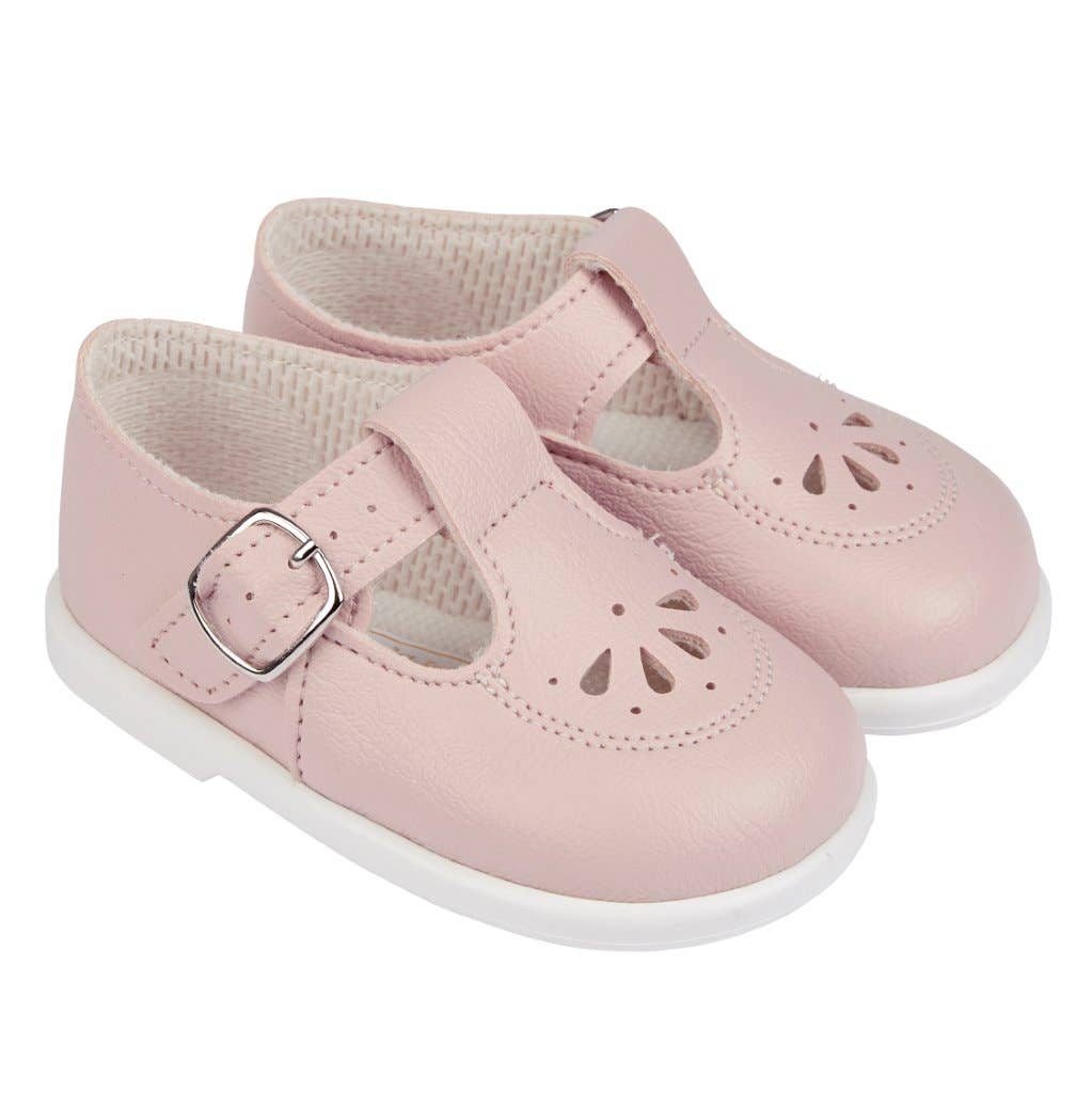 Early Days & Baypods – Sapatos de berço – Bebé por atacado – H506 Primeiro andarilho, fecho fivela com detalhe pétala5