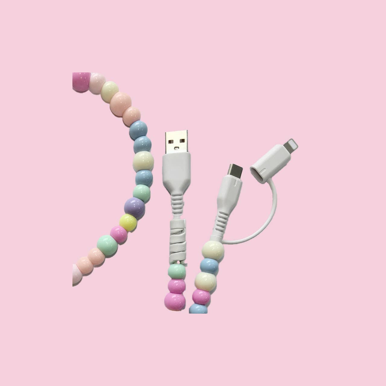 APHISON - Wholesale Charging Cable - Beaded Data Cable 2 in 1 type-c to ip155