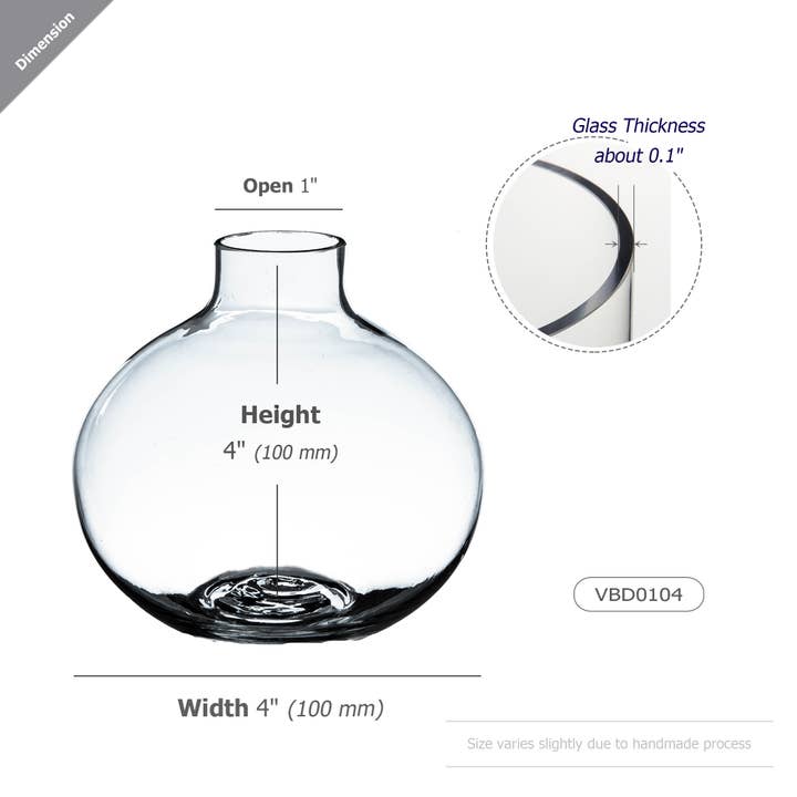 WGV International - Wholesale Vase - WGV Small Round Bud Vase - 4" x 4"H