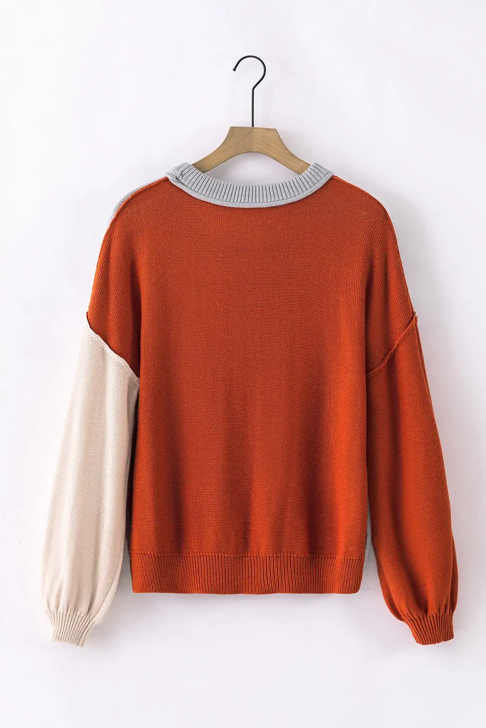 Suhkasana – wholesale Knitted jumper – Women′s – Colorblock Bishop Sleeve Ribbed Knit Sweater22