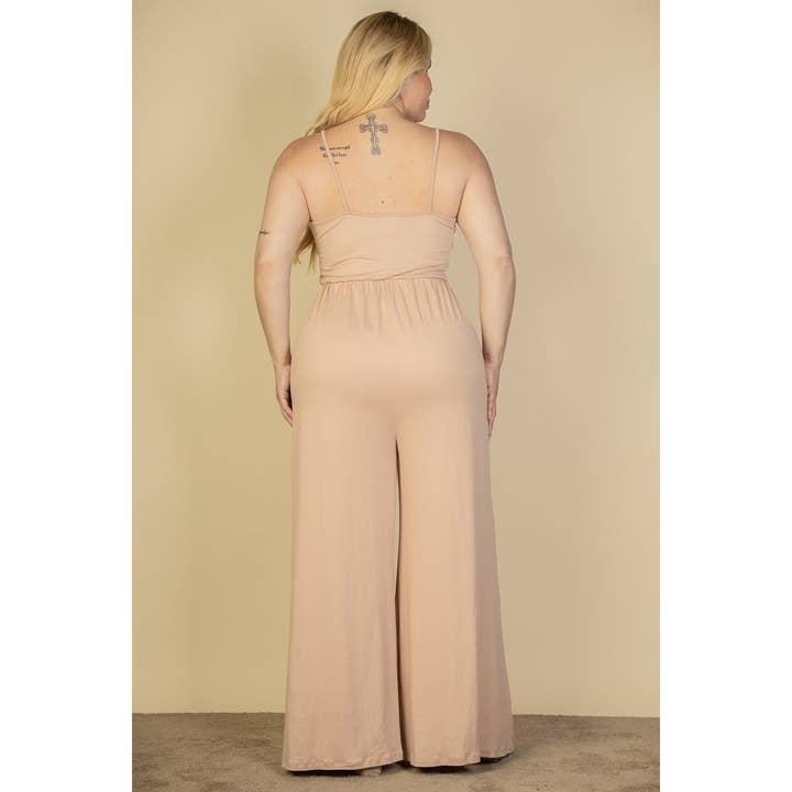 Black Pearl Clothing – wholesale Jumpsuit - Dam – Plus Size Klädknapp Fram Bred Ben Jumpsuit6