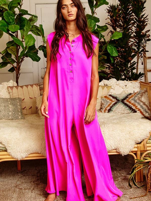 Dark mauve R5120-1R Wide Leg Solid Satin Jumpsuit for wholesale on Faire6