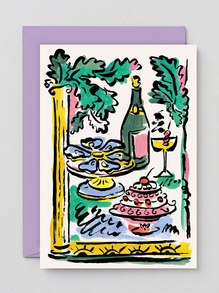 Biglietto di Auguri con Champagne e Ostriche per Compleanno per la vendita all'ingrosso da parte di Wrap (US duties paid)