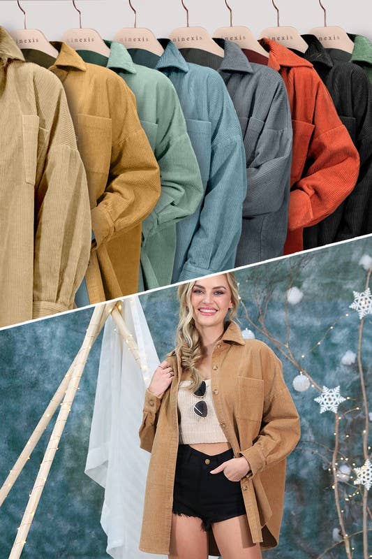 NINEXIS - Vente Veste-chemise – femme - CWOJA381_LOOSE FIT CHEMISES EN VELOURS CÔTELÉ VESTE3