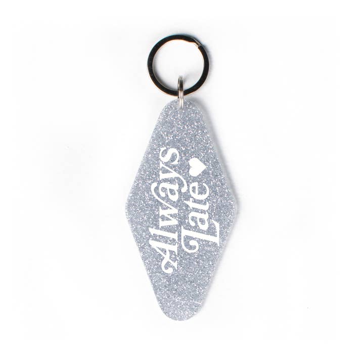 femfetti - Wholesale Keychain – Women's - Always Late Glitter Motel Keychain