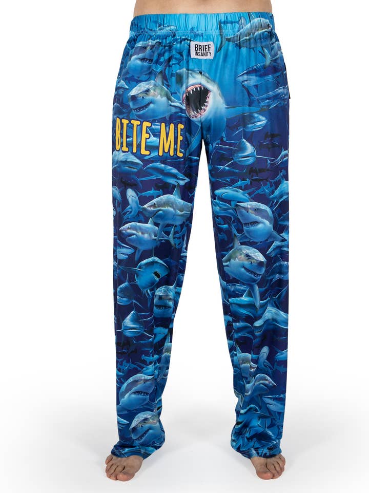 Shark Bite Me Lounge Pants for wholesale by BRIEF INSANITY