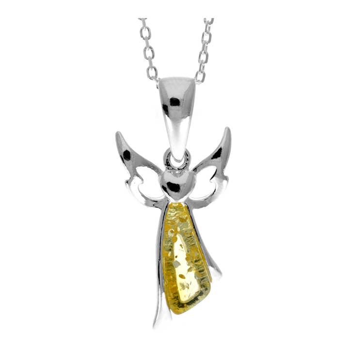 Pendentif ange en argent sterling 925 et ambre de la Baltique - GL2008C pour la vente par SilverAmber Jewellery