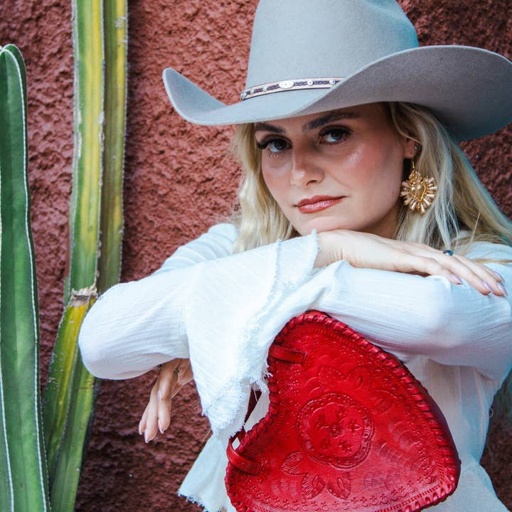 Adela Artisan Made LLC - Wholesale Crossbody Bag - Women's - Red Heart Leather Purse6