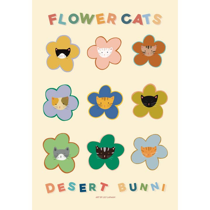 Flower Cats klistermärke för wholesale av Desert Bunni