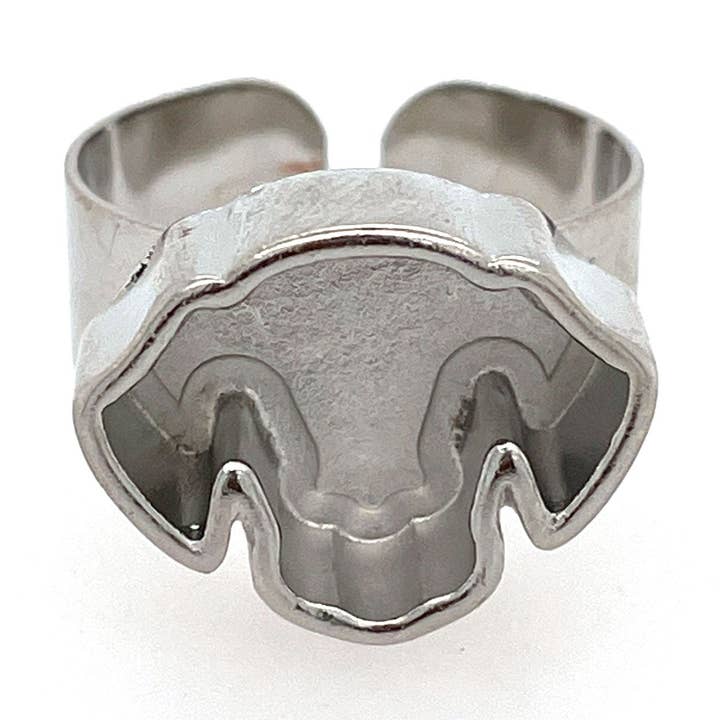 Silver Dog Head Deep Closed Bezel Ring for wholesale by Jewelry Made by Me