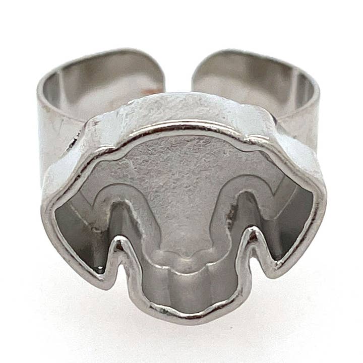 Silver Dog Head Deep Closed Bezel Ring for wholesale by Jewelry Made by Me