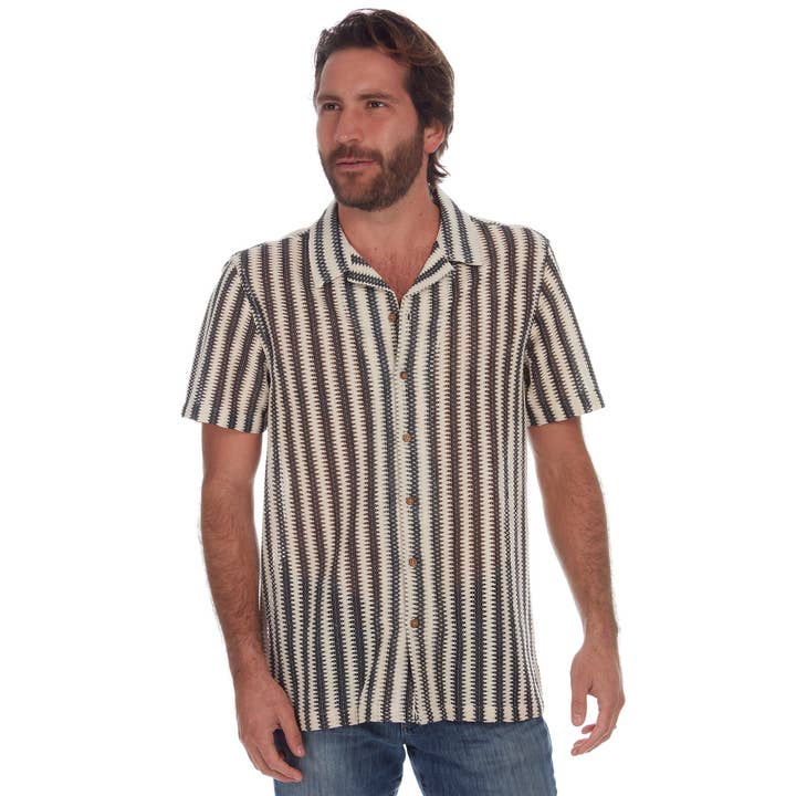 Rodney Resort-Strickhemd mit Strukturmuster für den Großhandel von PX