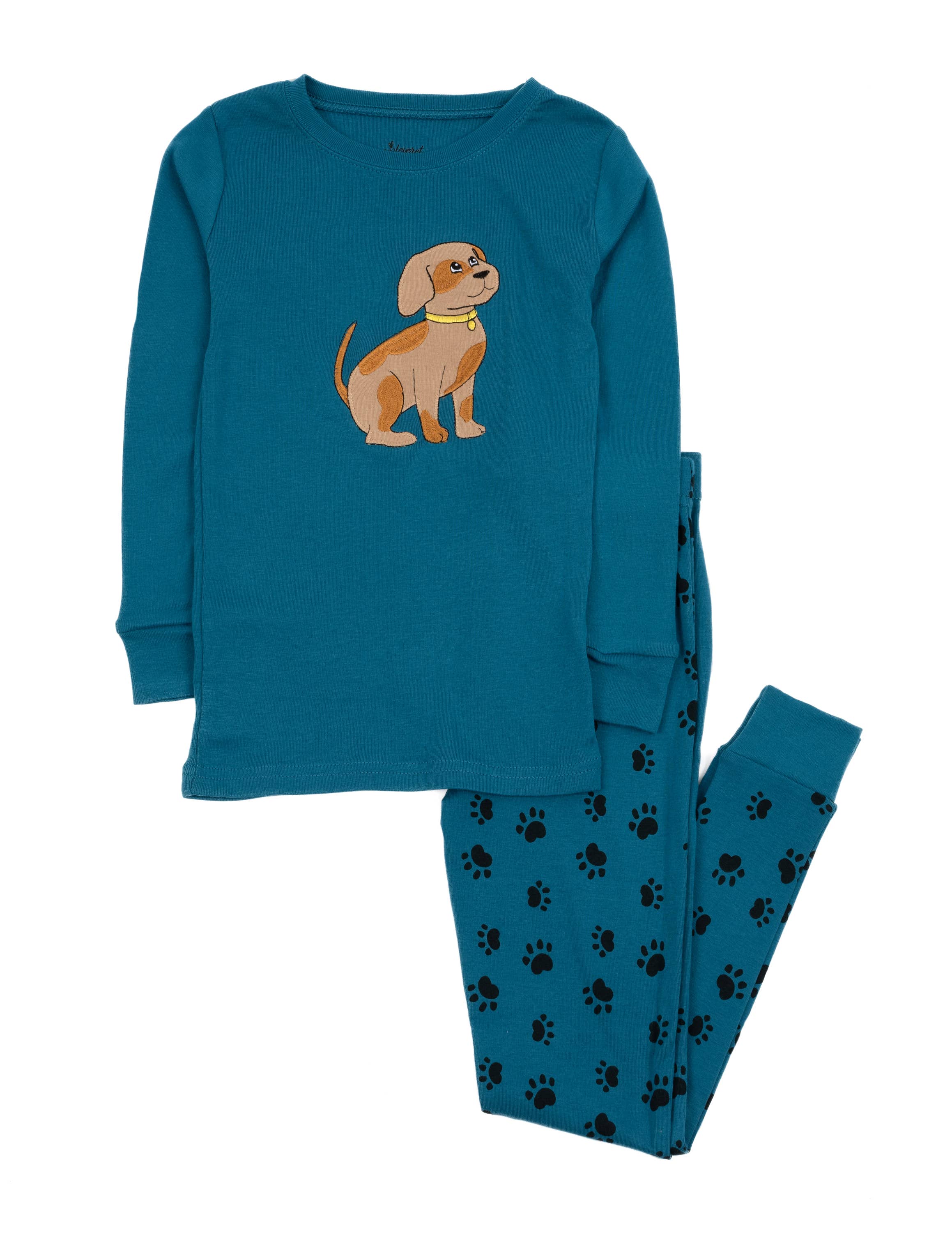 Leveret Pajamas - Vendita all'ingrosso Completo pigiama - Bambini - Pigiama per bambini in cotone a due pezzi con stampa animali0