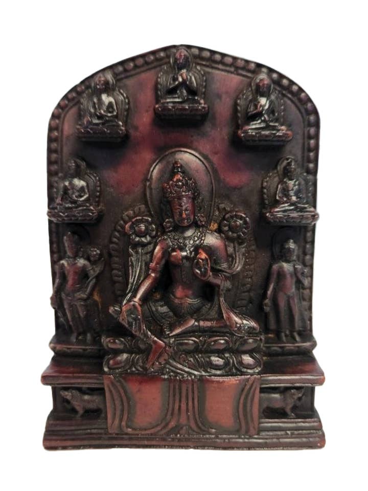 Tara Resin Statue with Pancha Buddhas for wholesale by Yak & Yeti