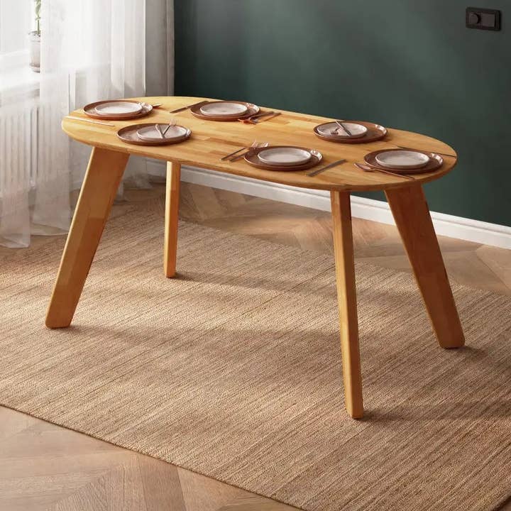 Mesa de comedor ovalada de madera maciza Monroe - Diseño minimalista para venta al por mayor de Tomruque