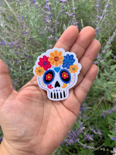 Lalatina Shop - Venta al por mayor Pegatina - pegatina con forma de calavera de azúcar, Día de Muertos, calcomanías mexicanas, en español1
