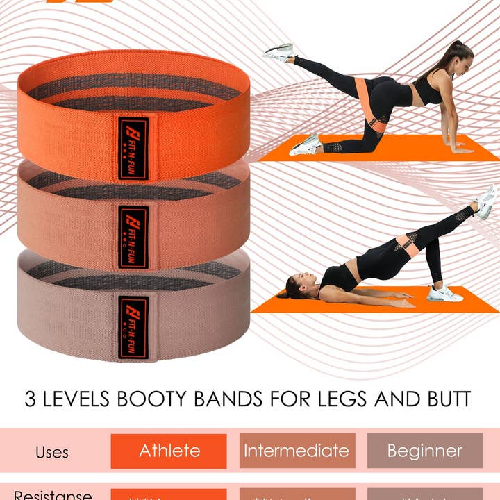 Fit N Fun - Wholesale Fitness Equipment - Fit-N-Fun Non-Slip Fabric Resistance Bands Set Of 32