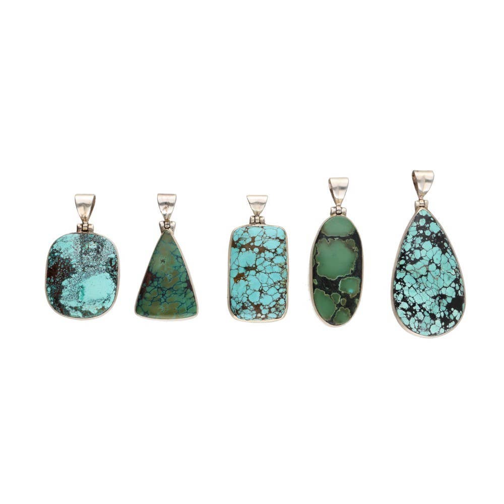 Vives de la Cortada S.L - Wholesale Individual Charm/Pendant - Random Tibetan Turquoise Pendant in 925 Sterling Silver1