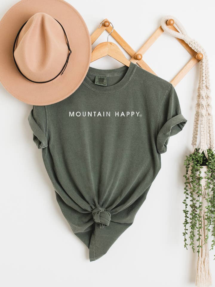 Never Lose Hope Designs - Wholesale Screen Printed T-Shirt - Women's - Mountain Happy Comfort Colors Graphic Tee0