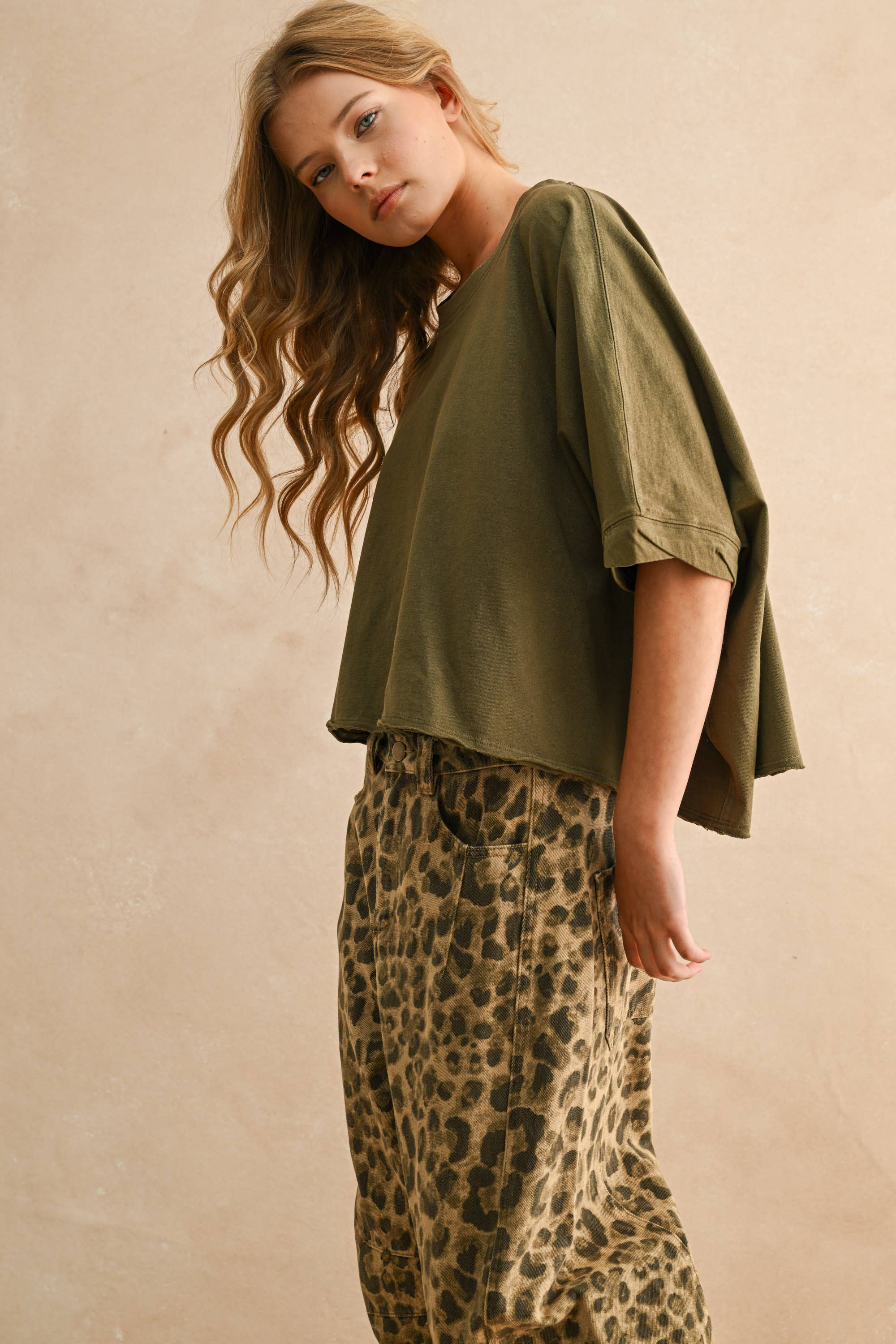 MIOU MUSE - Wholesale Blouse - Women's - T3736  BYE AND WASH OVERSIZED TOP16