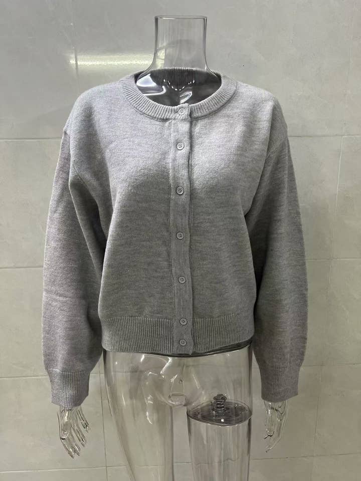 HIDDENBRAND - Wholesale Cardigan - Women's - Essential Plain Button Down Basic Cardigan4