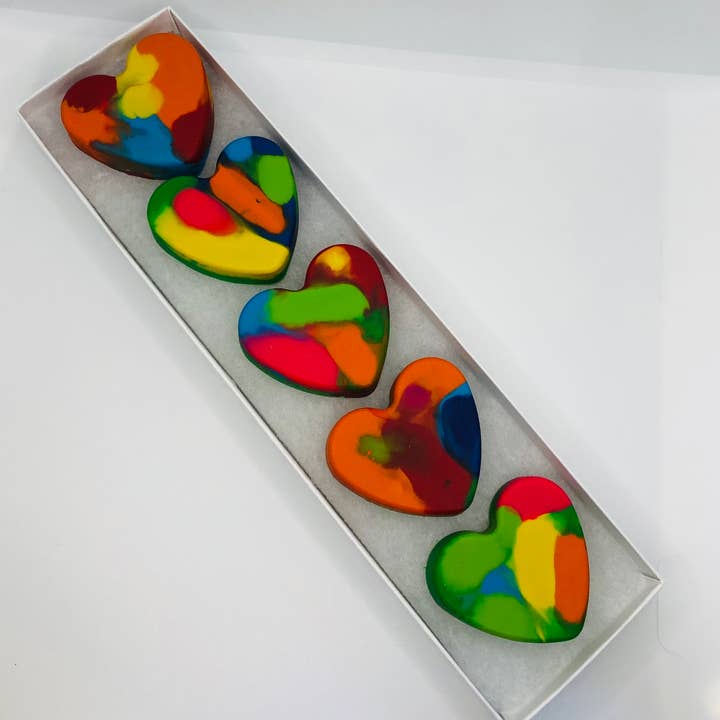 Mini Heart Crayons Set of 5 for wholesale by The crayon mama