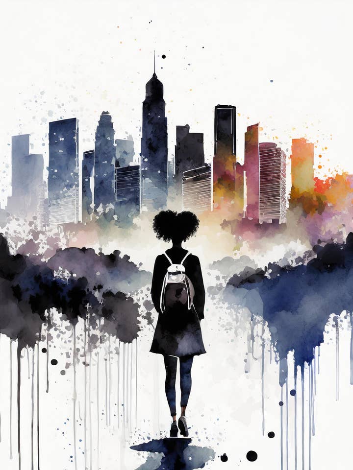 BG Travelers Baldwin Hills Fine Art Greeting Card for wholesale by Blacartistry