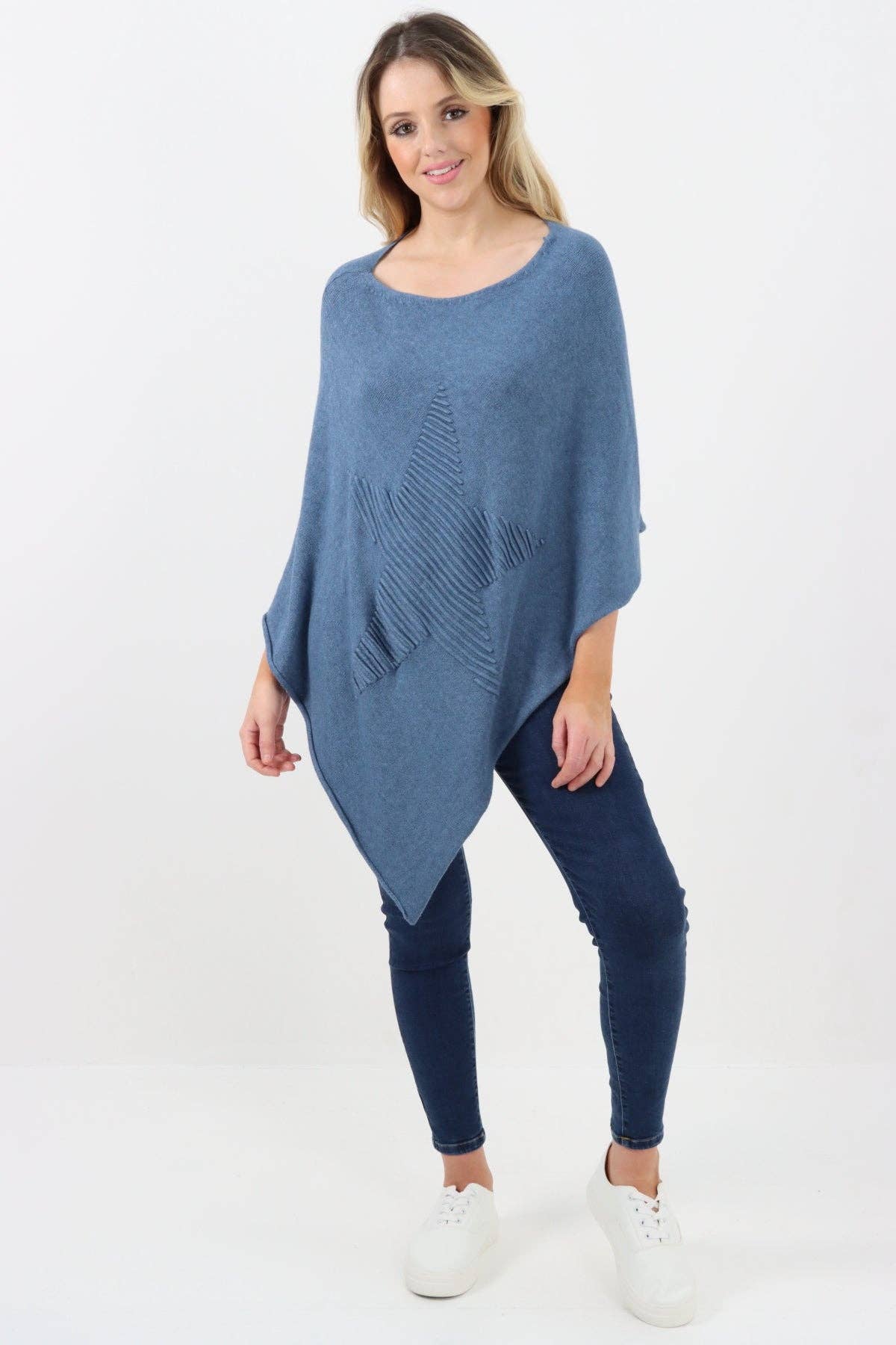 Miss Bold – wholesale Poncho – Women's – Italian Knitted Lagenlook Star Poncho11