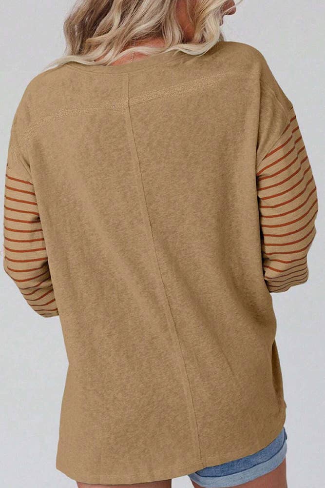 UNISHE - Wholesale Tunic - Women's - Color Block Stripe Long Sleeves Top AXR06412