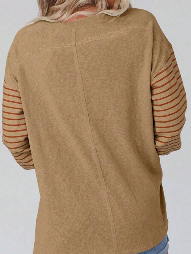 UNISHE - Wholesale Tunic - Women's - Color Block Stripe Long Sleeves Top AXR06412