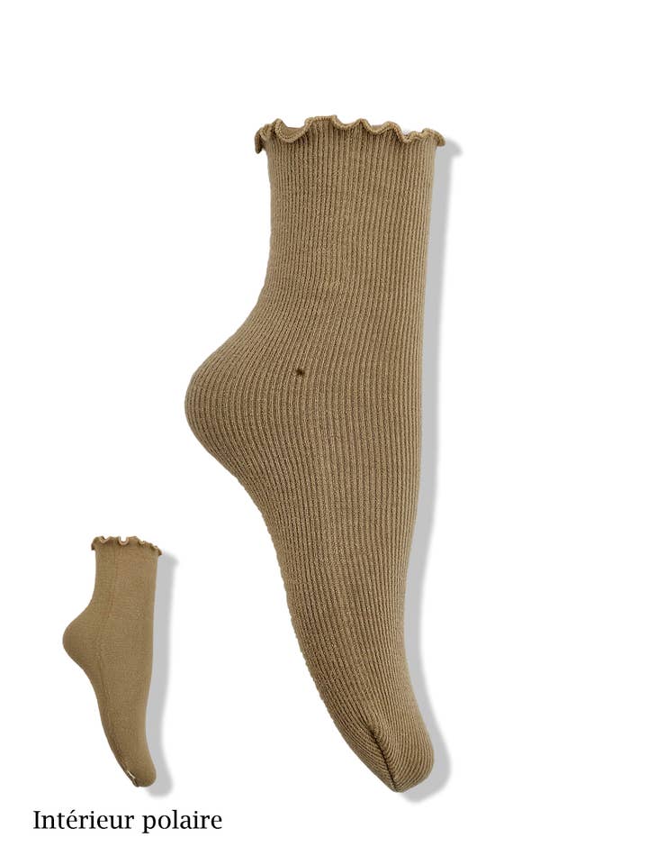 Belle Com'Elle - Venta al por mayor Calcetines para casa - Mujer - Calcetines de forro polar con dobladillo enrollado/W13880