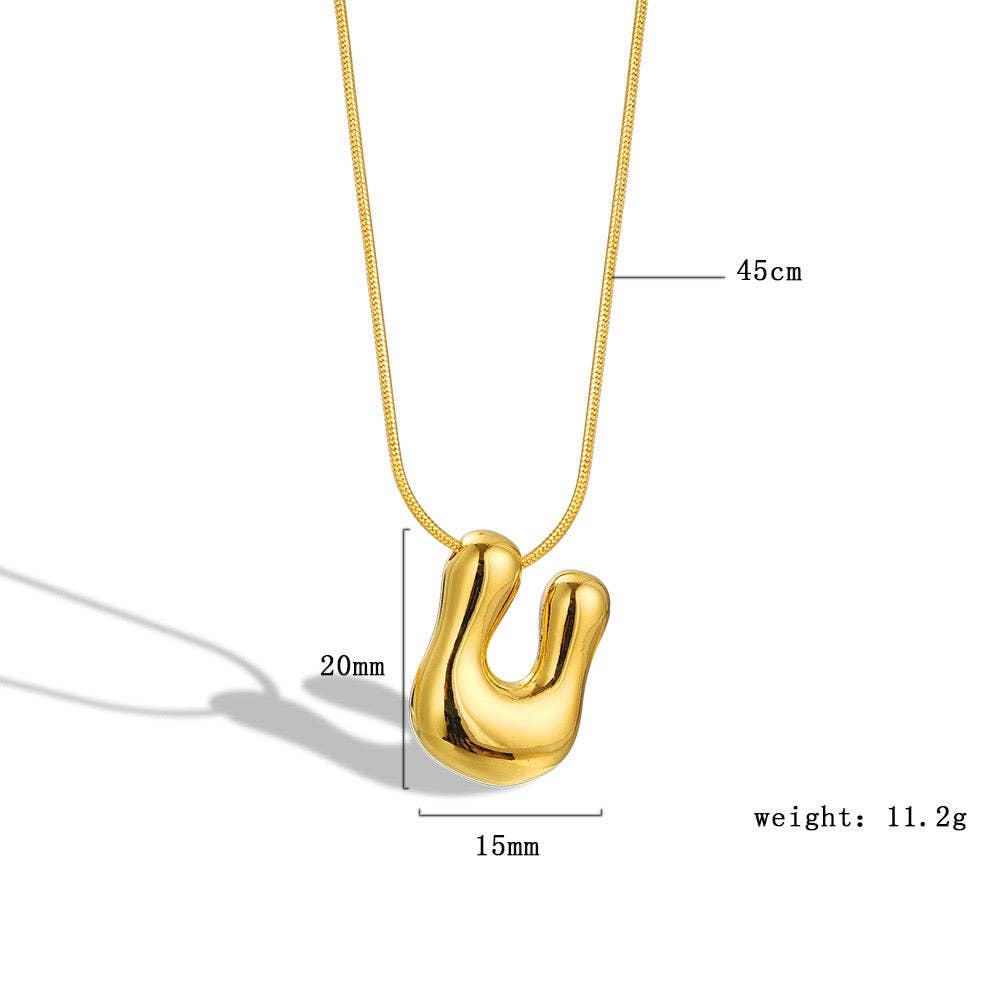The Classy Cloth WS - Vente Colliers à pendentif - Collier avec initiale en forme de lettre à bulles - Gold RTS18