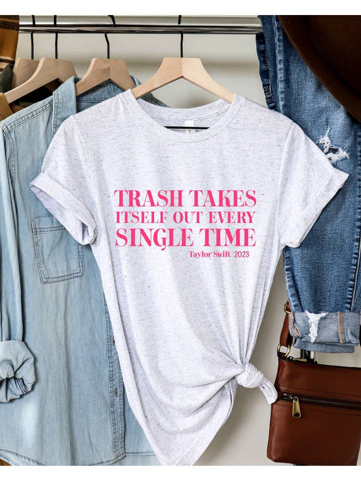 Uncommon Label - Wholesale Screen Printed T-Shirt - Women's - Trash Take Itself Out Swiftie Adult Tee (PINK)2