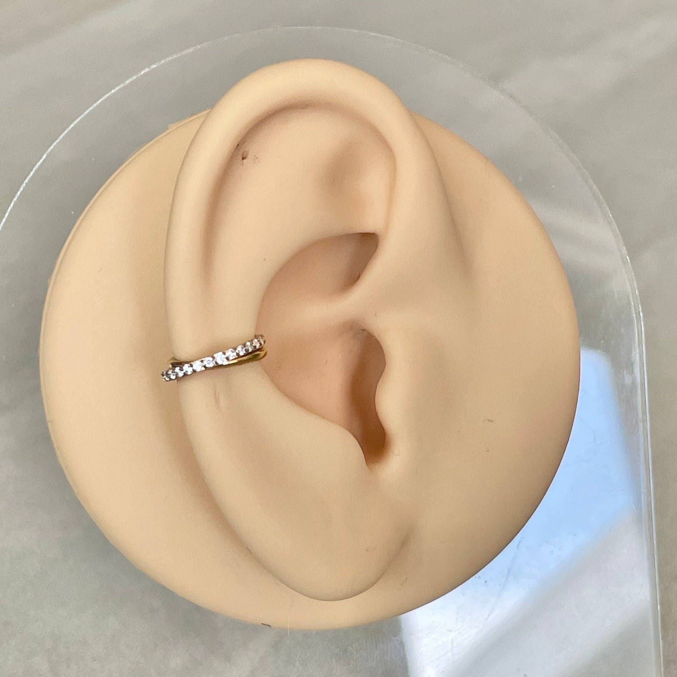 Elara Body Jewelry - Wholesale Single Earring - Gold Conch or Helix Piercing (16G | 8mm or 10mm | Surgical Steel | Gold, Rainbow or Silver)2