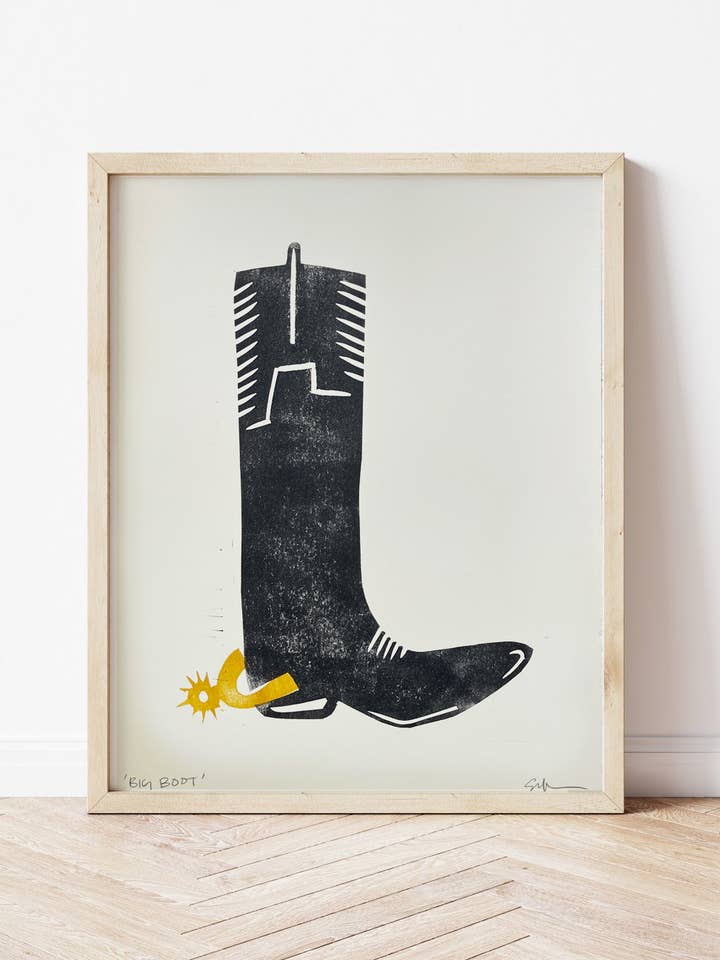 'Big Boot' Linocut Print for wholesale by Studio Orch
