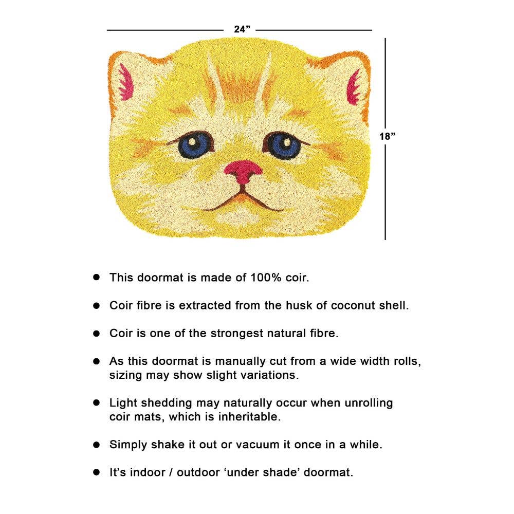 RugSmith - Wholesale Door Mat - RugSmith Multi Tufted Yellow Cat face Doormat, 18" x 24"2