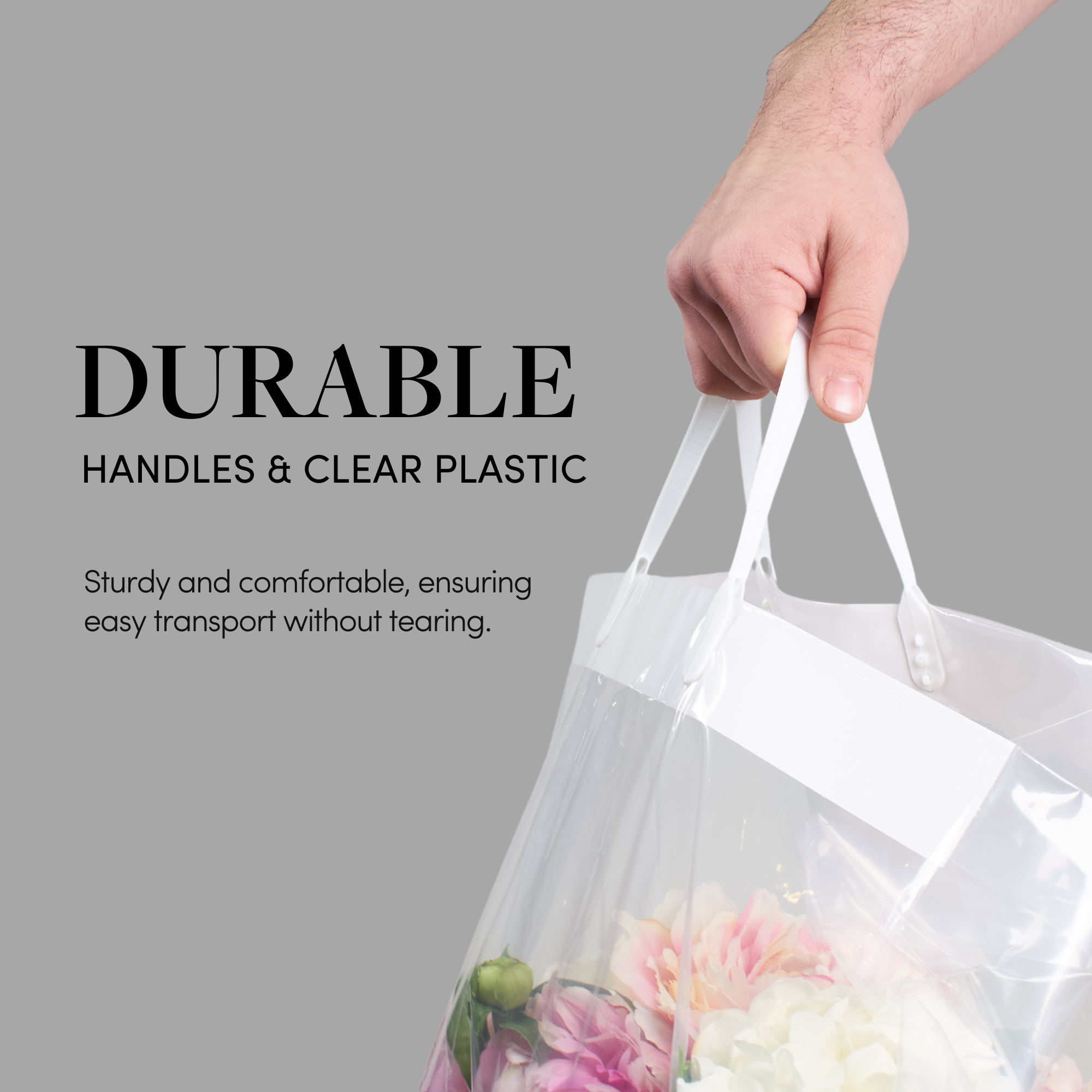 Jacobson - Wholesale Gift Bag - 100PK - 7.5"L Clear Plastic Carry Out Bags - Floral Supplies2