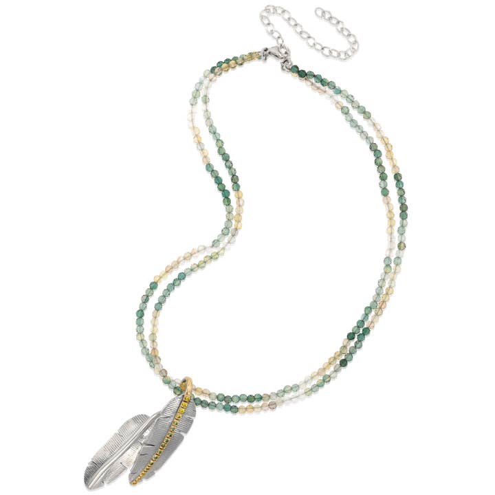 Banana Leaf Sapphire and Apatite Necklace for wholesale by Mignon Faget