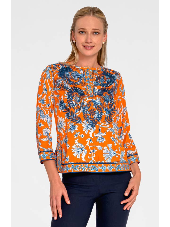 Gretchen Scott LLC - Wholesale Tunic - Women's - Silky Embroidered Tunic - Stunning Stippling