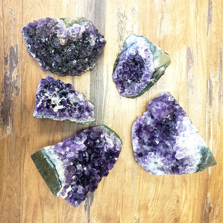 Amethyst Cut Base Geode 5.5-7" over 1.0 lb for wholesale by Crystal Joys Wholesale