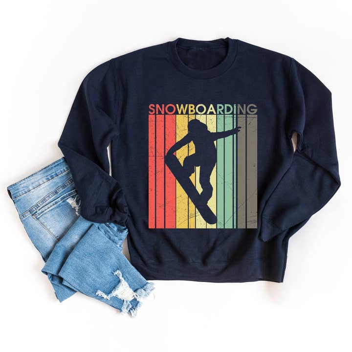 Sweat-shirt silhouette de snowboard lignes colorées pour la vente par Olive And Ivory Wholesale
