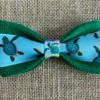 Turtles on Green Burlap for wholesale by DOG BOW TIES