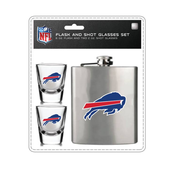 Mojo Licensing - Wholesale Flask - Buffalo Bills Hip Flask & Shot Glass Set
