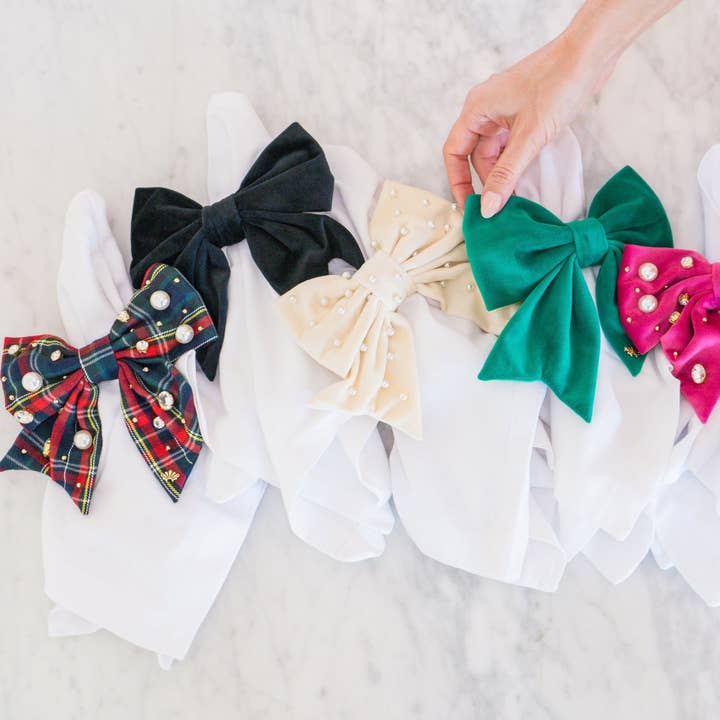 Lele Sadoughi - Wholesale Napkin ring - MIDNIGHT PLAID SET OF 4 EMBELLISHED PLAID BOW NAPKIN RINGS4