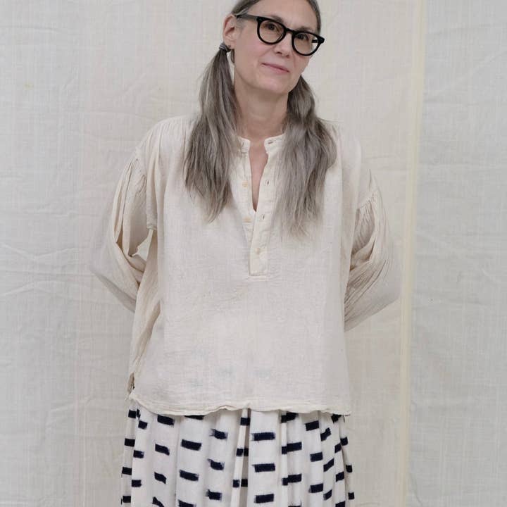 Peasant Blouse Natural Khadi for wholesale by UQNATU