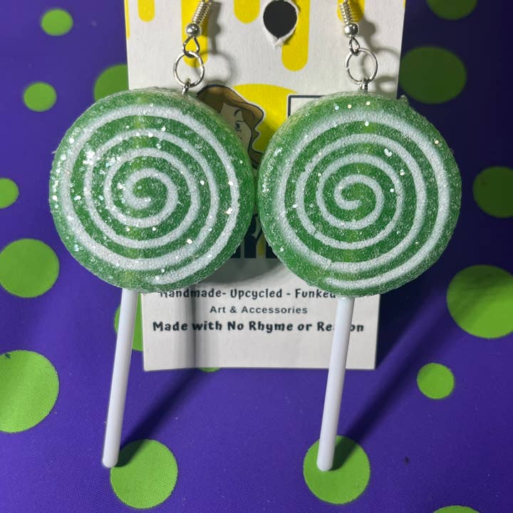 NO RHYME OR REASON ART – Großhandel Ohrhänger – Glitter Lollipop Ohrringe - Grün7