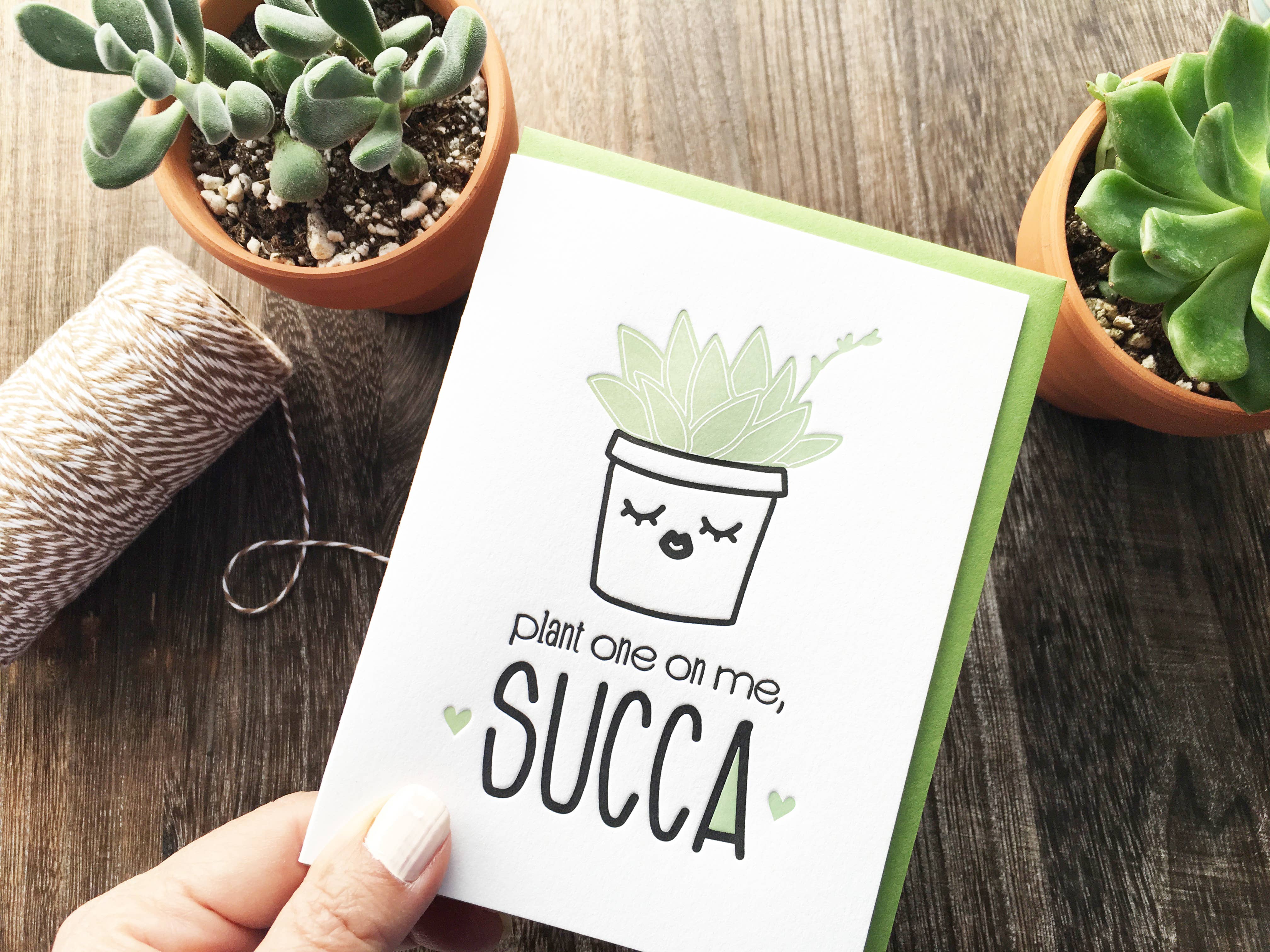 Kiss and Punch - Venta al por mayor Tarjetas de San Valentín - Tarjeta tipográfica Kissy Suculent Plant Love Valentine's Day2