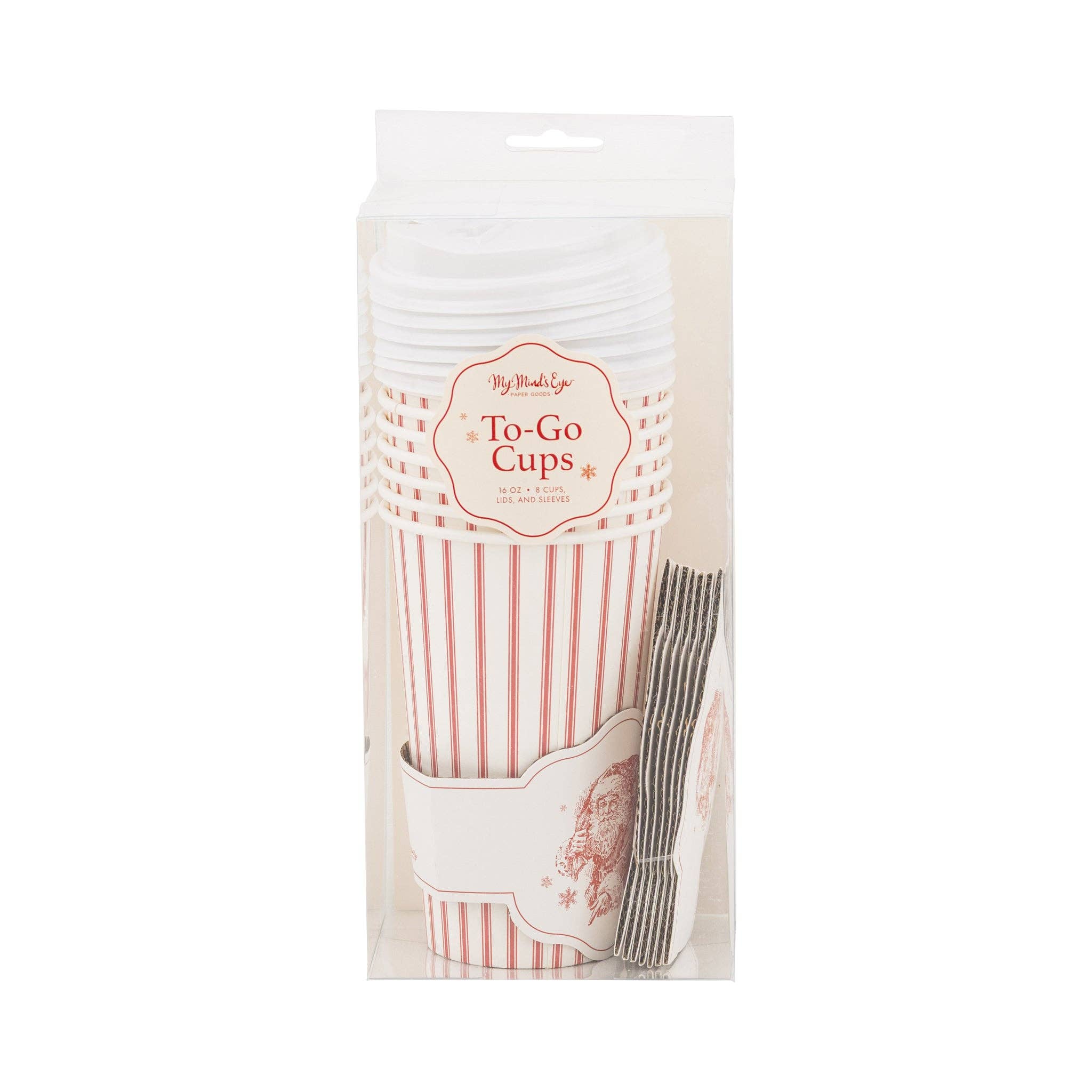 My Mind’s Eye - Wholesale Disposable Cup - PLTG641 - Vintage Santa Stripe To Go Cups2