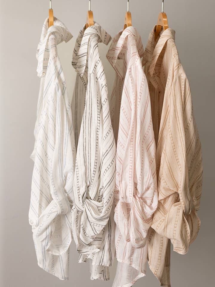 NT12513-Roll up Half Sleeve Stripe Shirt Top for wholesale by VERY J